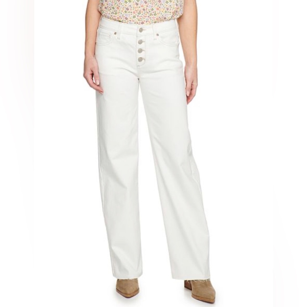 NWT Women's Sonoma Goods For Life Fray-Hem Wide-Leg High-Waisted Jeans. 22